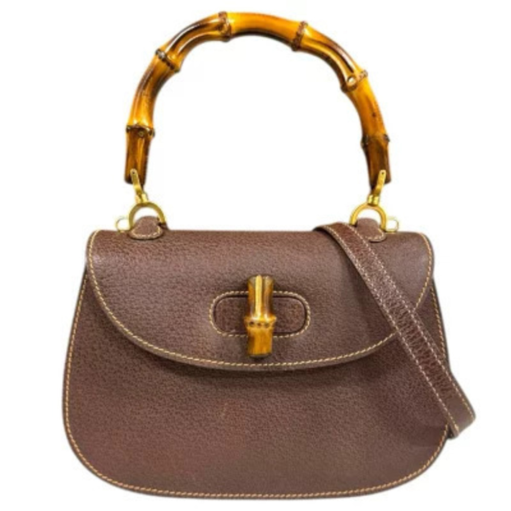 Gucci Bamboo Shoulder Bag Leather Brown